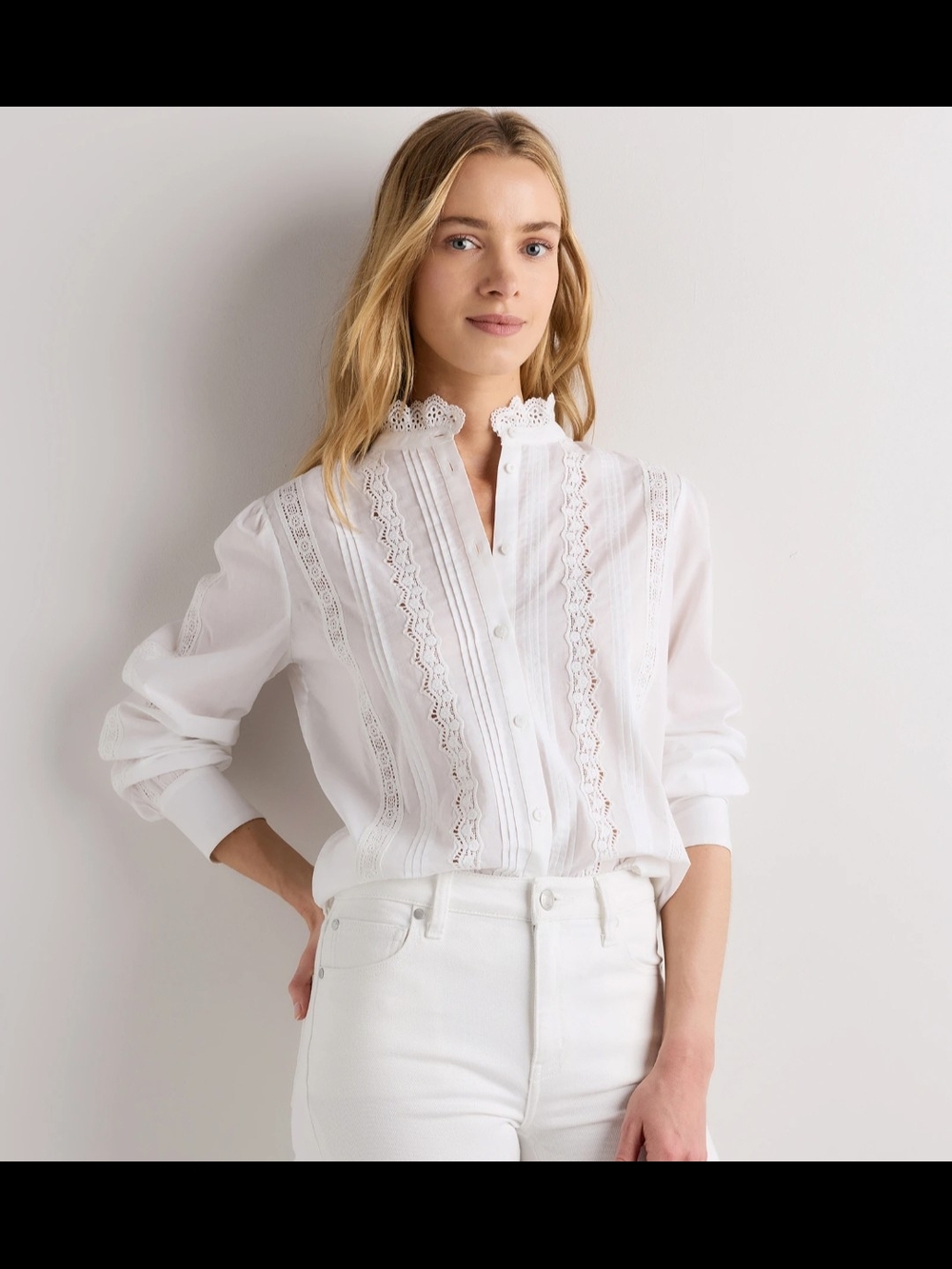 Quince Organic Cotton Voile Lace Blouse